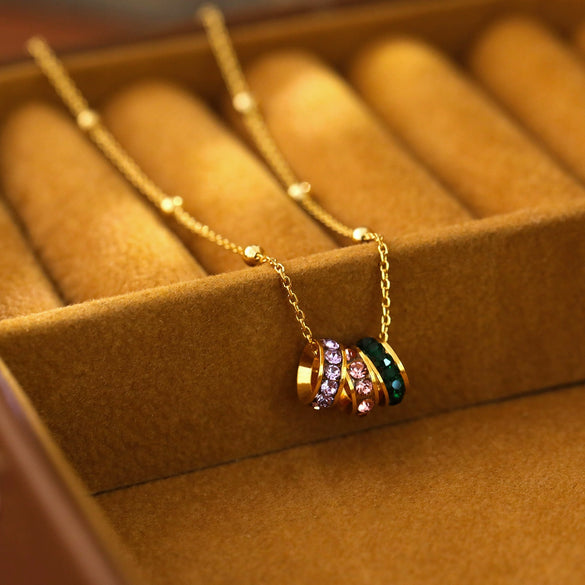 Wholesale Jewelry Geometric Copper Alloy Zircon Pendant Necklace With Electroplating For Women