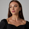Wholesale Jewelry Geometric Copper Beaded Clavicle Necklace With Electroplating And Silver Plated Pendant