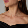 Wholesale Jewelry Geometric Copper Beaded Clavicle Necklace With Electroplating And Silver Plated Pendant