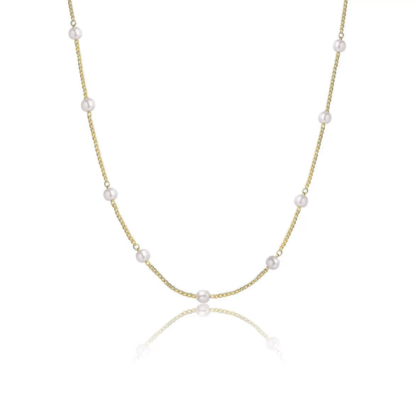 Wholesale Jewelry Geometric Copper Beaded Clavicle Necklace With Electroplating And Silver Plated Pendant