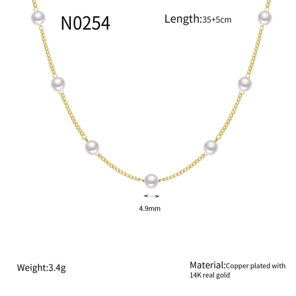 Wholesale Jewelry Geometric Copper Beaded Clavicle Necklace With Electroplating And Silver Plated Pendant