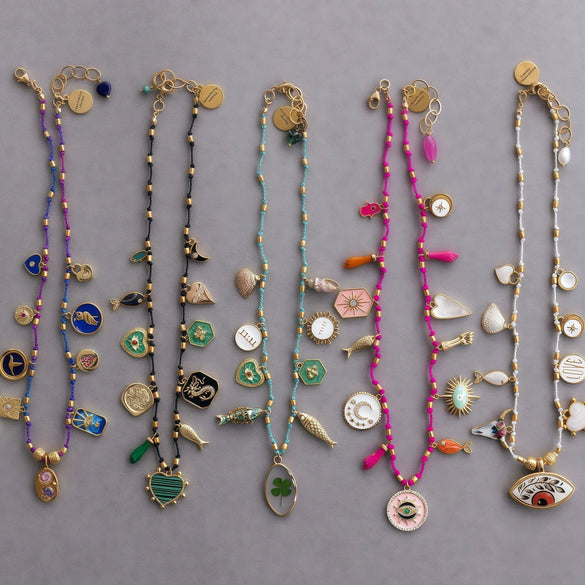 Wholesale Jewelry Geometric Copper Colorful Drop Pendant Rope Necklace With Electroplating For Men And Women