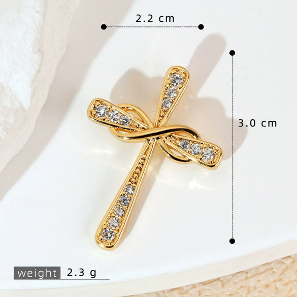 Wholesale Jewelry Geometric Copper Cross Pendant Necklace Hiphop Style Electroplated For Men And Women