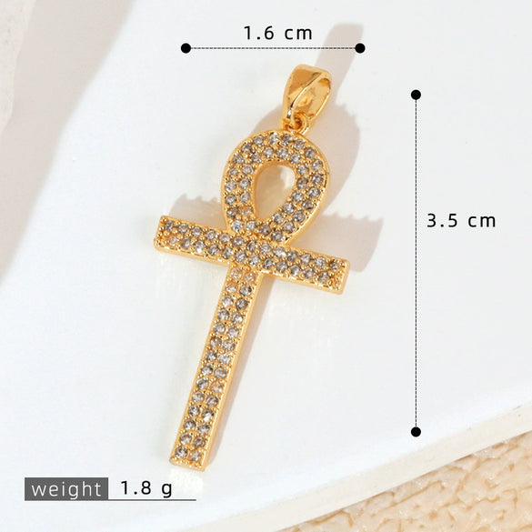 Wholesale Jewelry Geometric Copper Cross Pendant Necklace Hiphop Style Electroplated For Men And Women