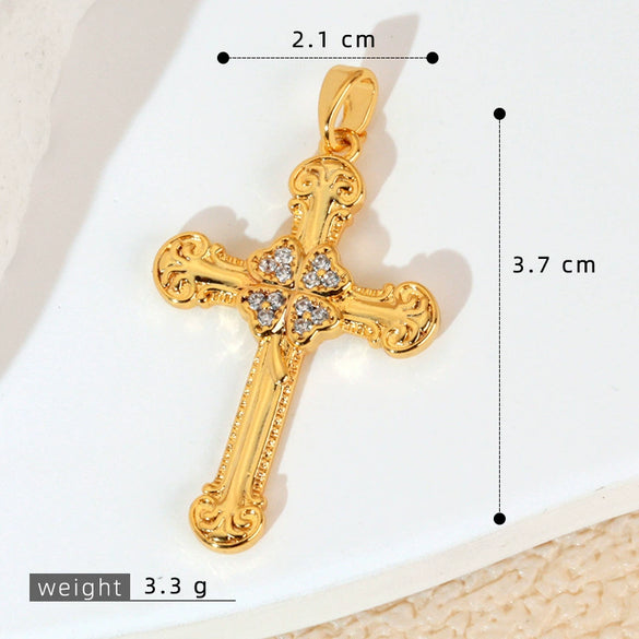 Wholesale Jewelry Geometric Copper Cross Pendant Necklace Hiphop Style Electroplated For Men And Women