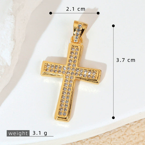Wholesale Jewelry Geometric Copper Cross Pendant Necklace Hiphop Style Electroplated For Men And Women