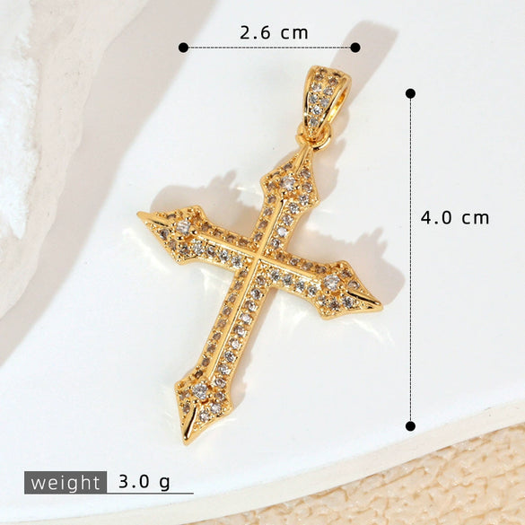 Wholesale Jewelry Geometric Copper Cross Pendant Necklace Hiphop Style Electroplated For Men And Women