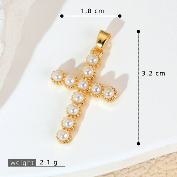 Wholesale Jewelry Geometric Copper Cross Pendant Necklace Hiphop Style Electroplated For Men And Women