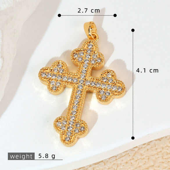 Wholesale Jewelry Geometric Copper Cross Pendant Necklace Hiphop Style Electroplated For Men And Women