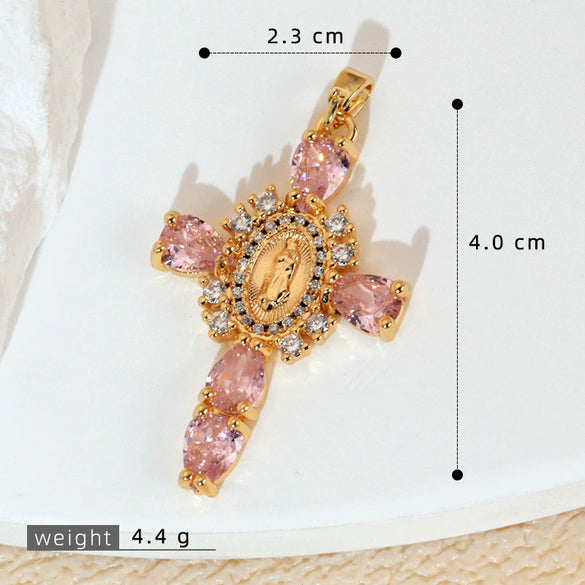 Wholesale Jewelry Geometric Copper Cross Pendant Necklace Hiphop Style Electroplated For Men And Women