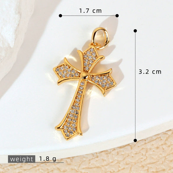 Wholesale Jewelry Geometric Copper Cross Pendant Necklace Hiphop Style Electroplated For Men And Women