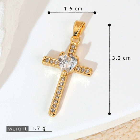Wholesale Jewelry Geometric Copper Cross Pendant Necklace Hiphop Style Electroplated For Men And Women