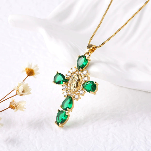 Wholesale Jewelry Geometric Copper Cross Pendant Necklace With Electroplating