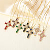 Wholesale Jewelry Geometric Copper Cross Pendant Necklace With Electroplating