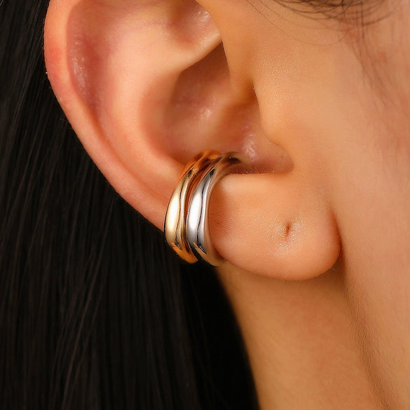 Wholesale Jewelry Geometric Copper Cshaped Electroplated Ear Clip Open Earrings Unisex