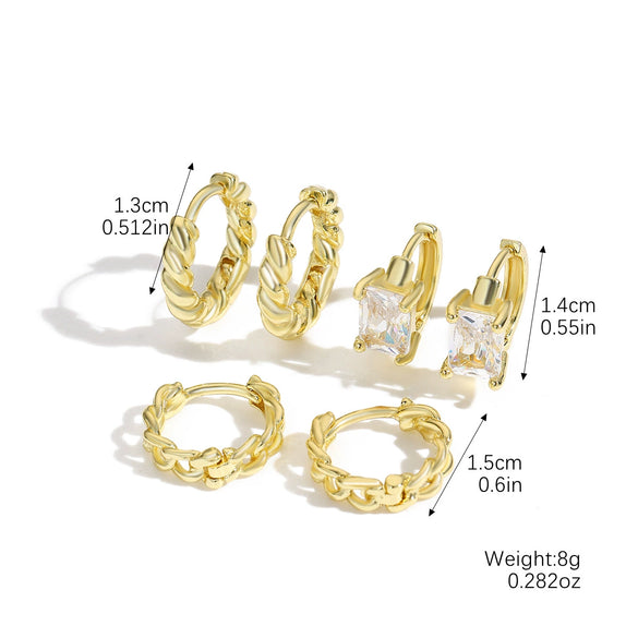 Wholesale Jewelry Geometric Copper Ear Buckle Electroplating Suit