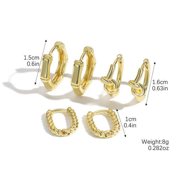 Wholesale Jewelry Geometric Copper Ear Buckle Electroplating Suit