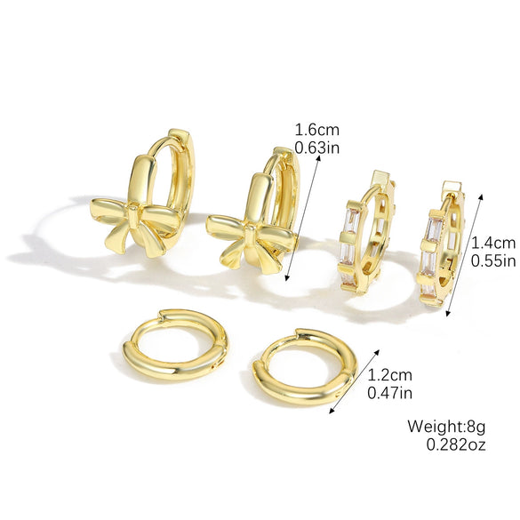 Wholesale Jewelry Geometric Copper Ear Buckle Electroplating Suit