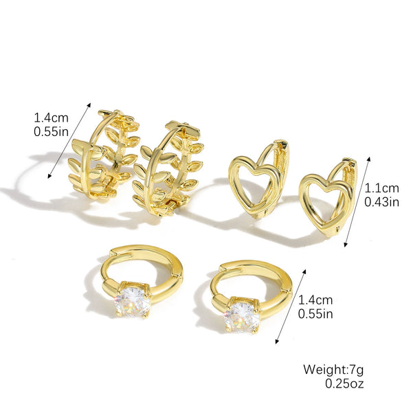 Wholesale Jewelry Geometric Copper Ear Buckle Electroplating Suit