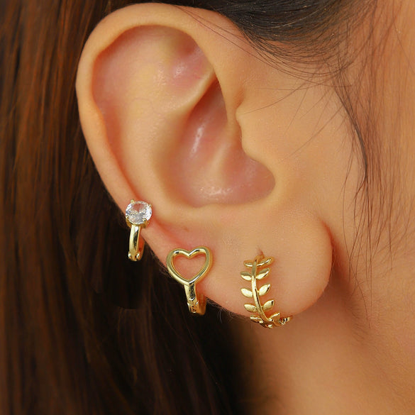 Wholesale Jewelry Geometric Copper Ear Buckle Electroplating Suit