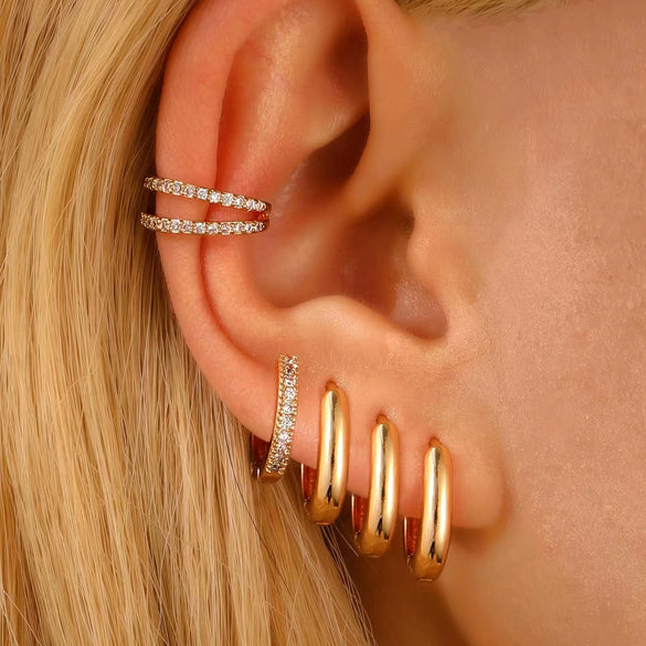 Wholesale Jewelry Geometric Copper Electroplated Micro Set Zircon Earrings And Ring For Women And Men