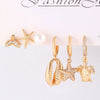 Wholesale Jewelry Geometric Copper Electroplated Micro Set Zircon Earrings And Ring For Women And Men