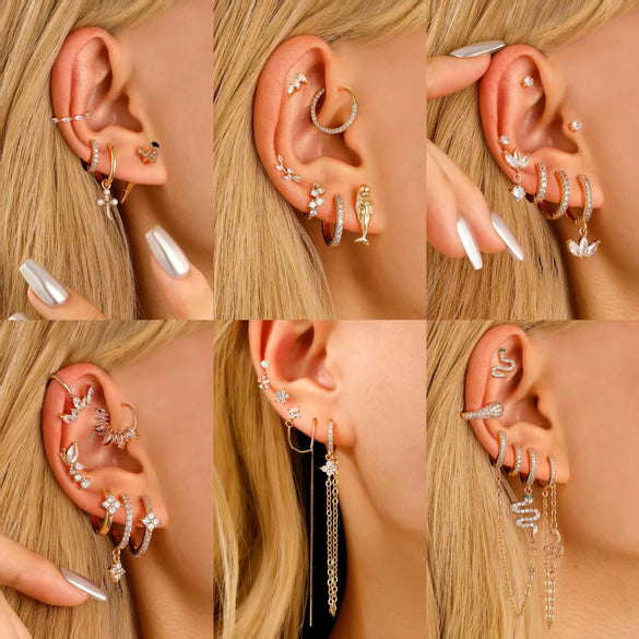 Wholesale Jewelry Geometric Copper Electroplated Micro Set Zircon Earrings And Ring For Women And Men