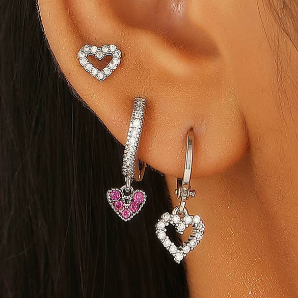 Wholesale Jewelry Geometric Copper Electroplated Micro Set Zircon Earrings And Ring For Women And Men