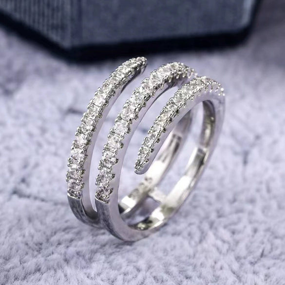 Wholesale Jewelry Geometric Copper Electroplating Three Circles Full Diamond Ring For Men And Women