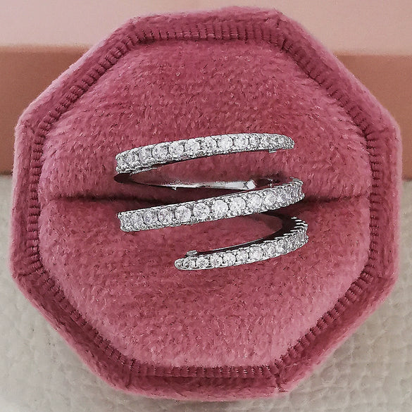Wholesale Jewelry Geometric Copper Electroplating Three Circles Full Diamond Ring For Men And Women