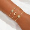 Wholesale Jewelry Geometric Copper Electroplating Women's Threelayer Chain Zircon Sun Eightpointed Star Bracelet