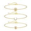 Wholesale Jewelry Geometric Copper Electroplating Women's Threelayer Chain Zircon Sun Eightpointed Star Bracelet