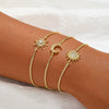 Wholesale Jewelry Geometric Copper Electroplating Women's Threelayer Chain Zircon Sun Eightpointed Star Bracelet