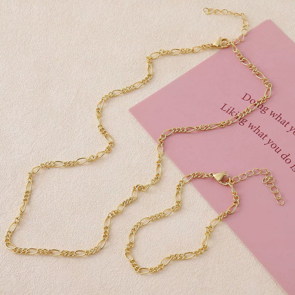 Wholesale Jewelry Geometric Copper Gold Plated Bracelet And Necklace Set
