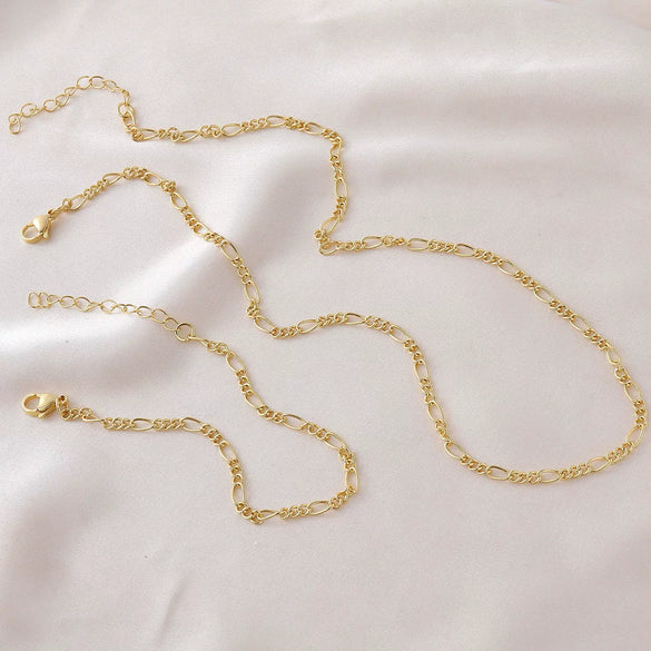 Wholesale Jewelry Geometric Copper Gold Plated Bracelet And Necklace Set