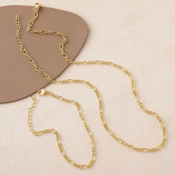 Wholesale Jewelry Geometric Copper Gold Plated Bracelet And Necklace Set