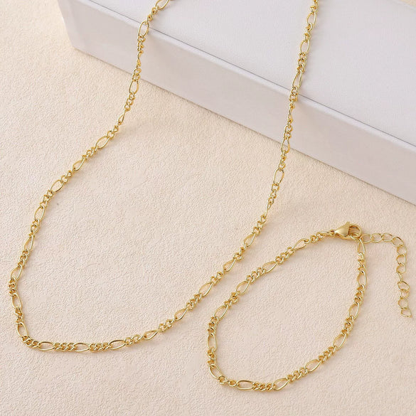 Wholesale Jewelry Geometric Copper Gold Plated Bracelet And Necklace Set