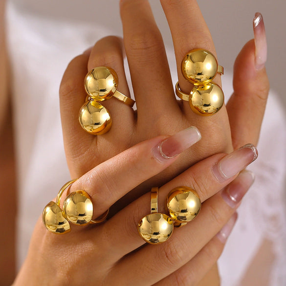 Wholesale Jewelry Geometric Copper Gold Plated Ring For Women