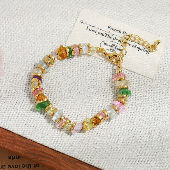 Wholesale Jewelry Geometric Copper Handmade Natural Stone Beaded Women's Clavicle Chain Necklace