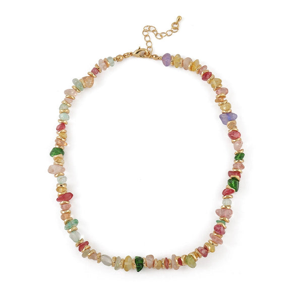 Wholesale Jewelry Geometric Copper Handmade Natural Stone Beaded Women's Clavicle Chain Necklace