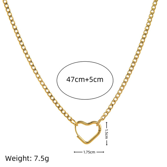 Wholesale Jewelry Geometric Copper Heart Shape Pendant Necklace With Regular Chain Gold Plated