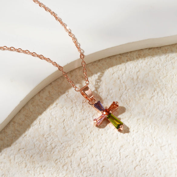 Wholesale Jewelry Geometric Copper Inlaid Zircon Electroplated Pendant Ochain Necklace