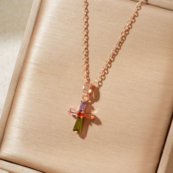 Wholesale Jewelry Geometric Copper Inlaid Zircon Electroplated Pendant Ochain Necklace