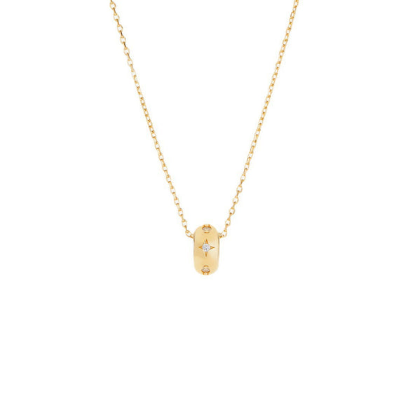 Wholesale Jewelry Geometric Copper Inlaid Zircon Small Circle Ring Pendant Water Wave Chain Necklace For Women