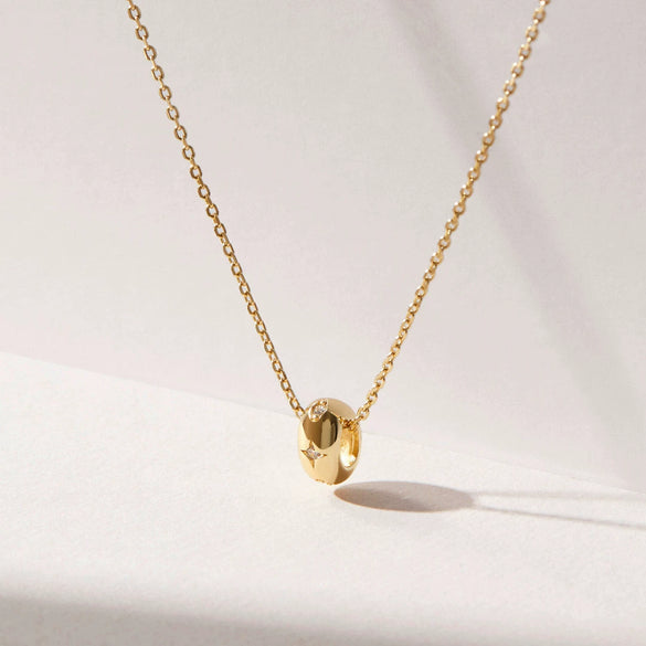 Wholesale Jewelry Geometric Copper Inlaid Zircon Small Circle Ring Pendant Water Wave Chain Necklace For Women