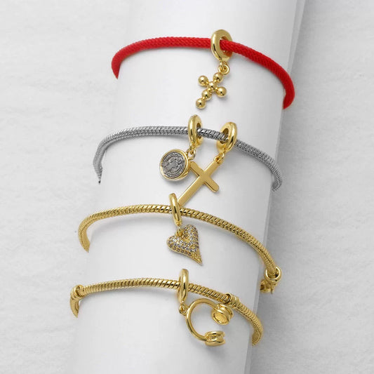 Wholesale Jewelry Geometric Copper 18K Gold Plated Electroplating Love Cross Bracelet Unisex Accessories