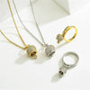 Wholesale Jewelry Geometric Copper Microinlaid Zircon Bell Necklace With Electroplating For Women