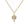 Wholesale Jewelry Geometric Copper Microinlaid Zircon Bell Necklace With Electroplating For Women