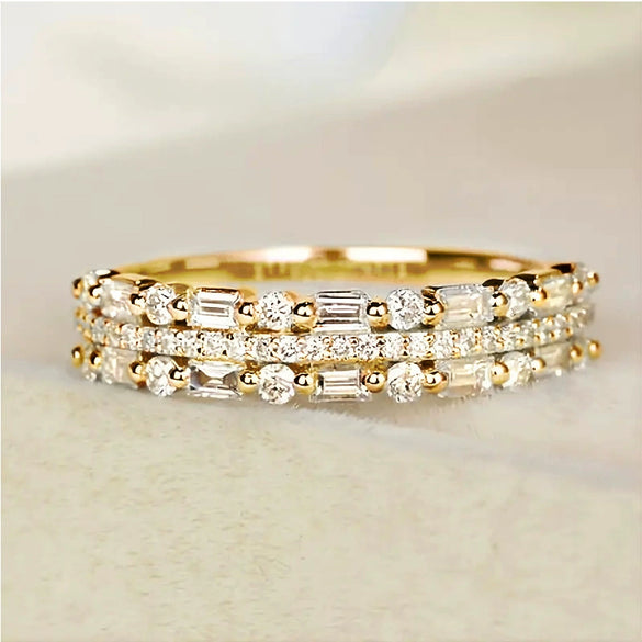 Wholesale Jewelry Geometric Copper Multi Layer Ring Inlaid Zircon