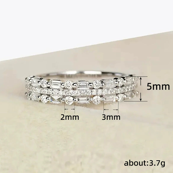 Wholesale Jewelry Geometric Copper Multi Layer Ring Inlaid Zircon